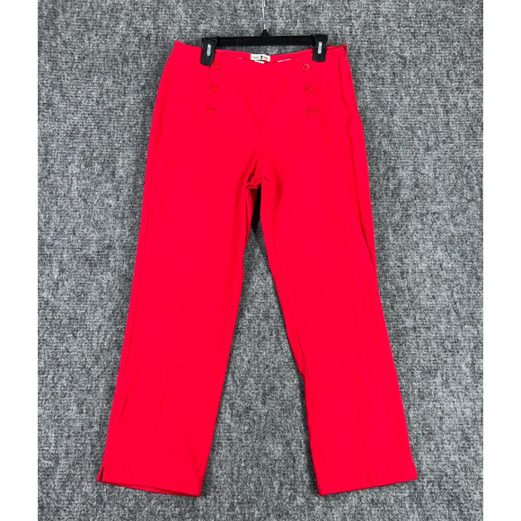 Duck Head Pants Womens 12 Red Wide Leg Sailor High Waist Nautical Navy‎ Trouser - Picture 1 of 7